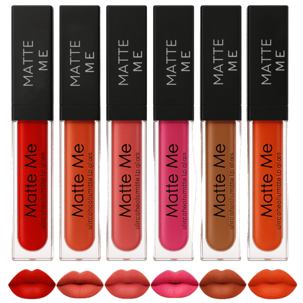 Matte Me Liquid Lipstick Set | Pack of 6 Ultra Matte Long-Lasting Lip Gloss for Women & Girls