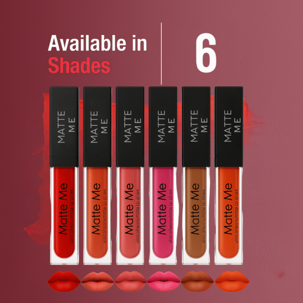 Matte Me Liquid Lipstick Set | Pack of 6 Ultra Matte Long-Lasting Lip Gloss for Women & Girls - Image 2