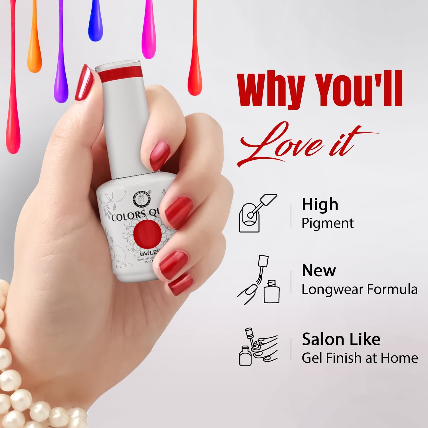 Colors Queen UV LED Soak-Off Gel Nail Paint | Professional Long-Lasting Formula (15ml) | 187 - Image 2