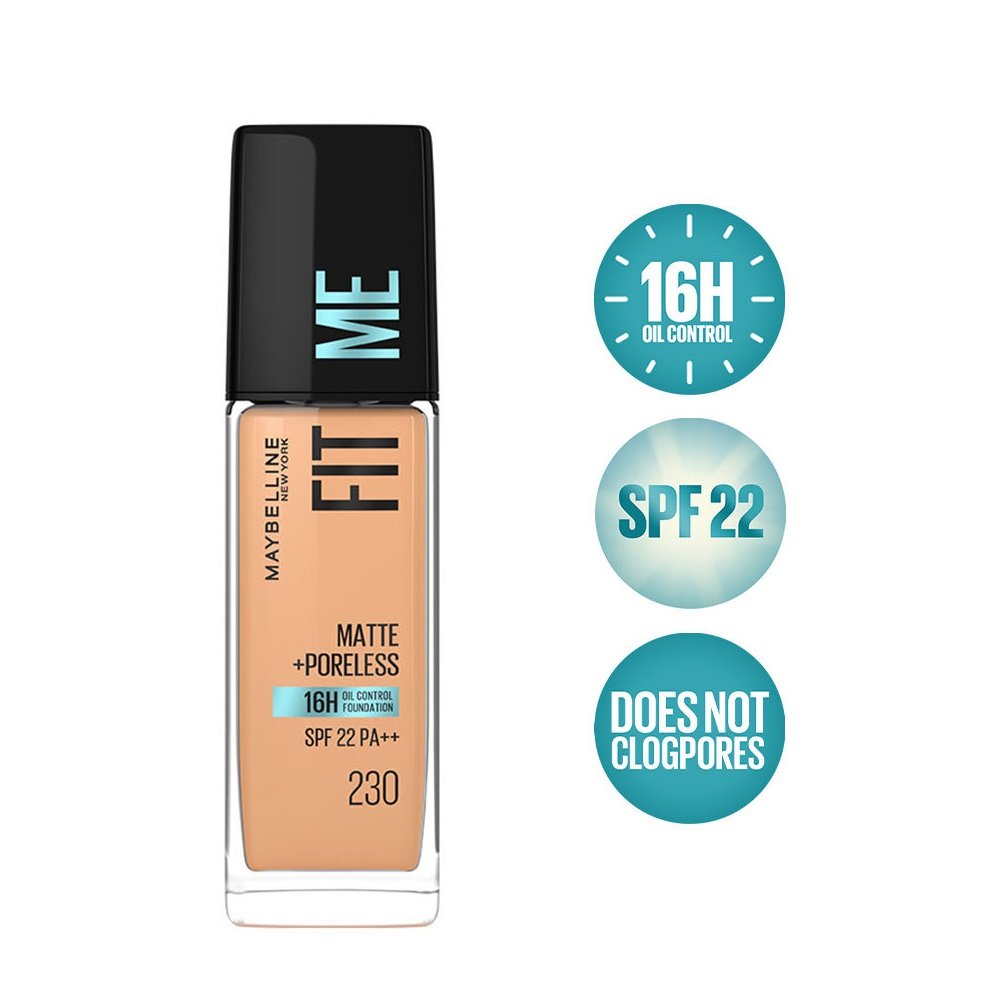 Maybelline New York Fit Me Matte + Poreless Foundation 230 Natural Buff – 6H Oil Control with SPF 22