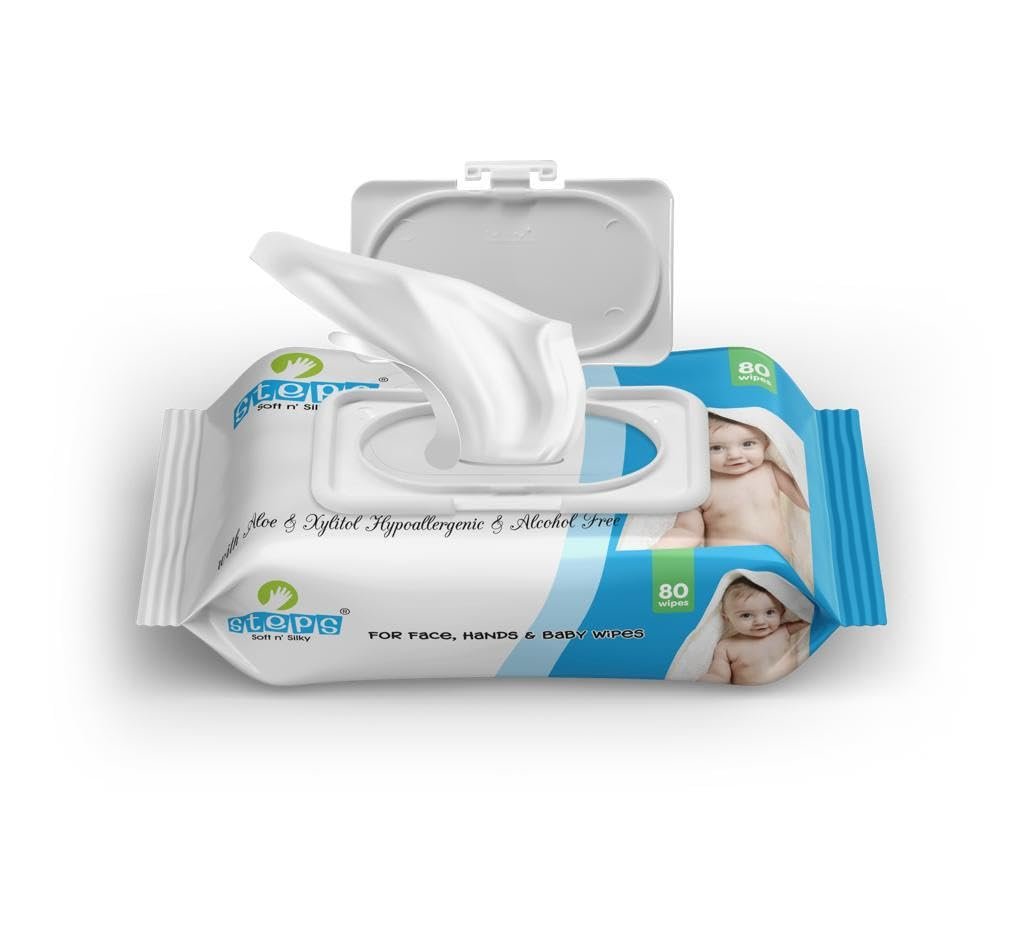Jalandharwale Steps Soft N Silky Cleansing Gentle Wet Baby Wipes (Pack of 2 × 80 Sheets) – Hypoallergenic · Alcohol-Free · Gentle Cleansing for Newborn & Sensitive Skin - Image 2