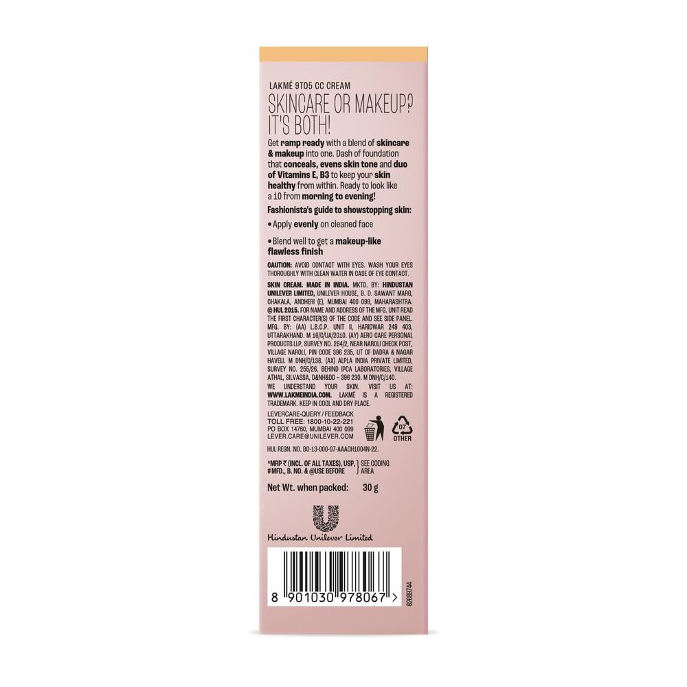 Lakme 9 to 5 CC Cream Bronze | SPF 30 PA++ | 30 g - Image 2