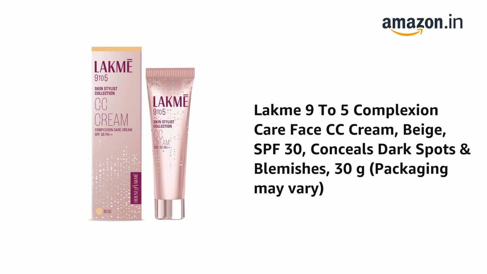 Lakme 9 to 5 CC Cream Beige with 3% Niacinamide & SPF 30 PA++ – Lightweight, Brightening & Dark Spot Concealing (30g) - Image 4