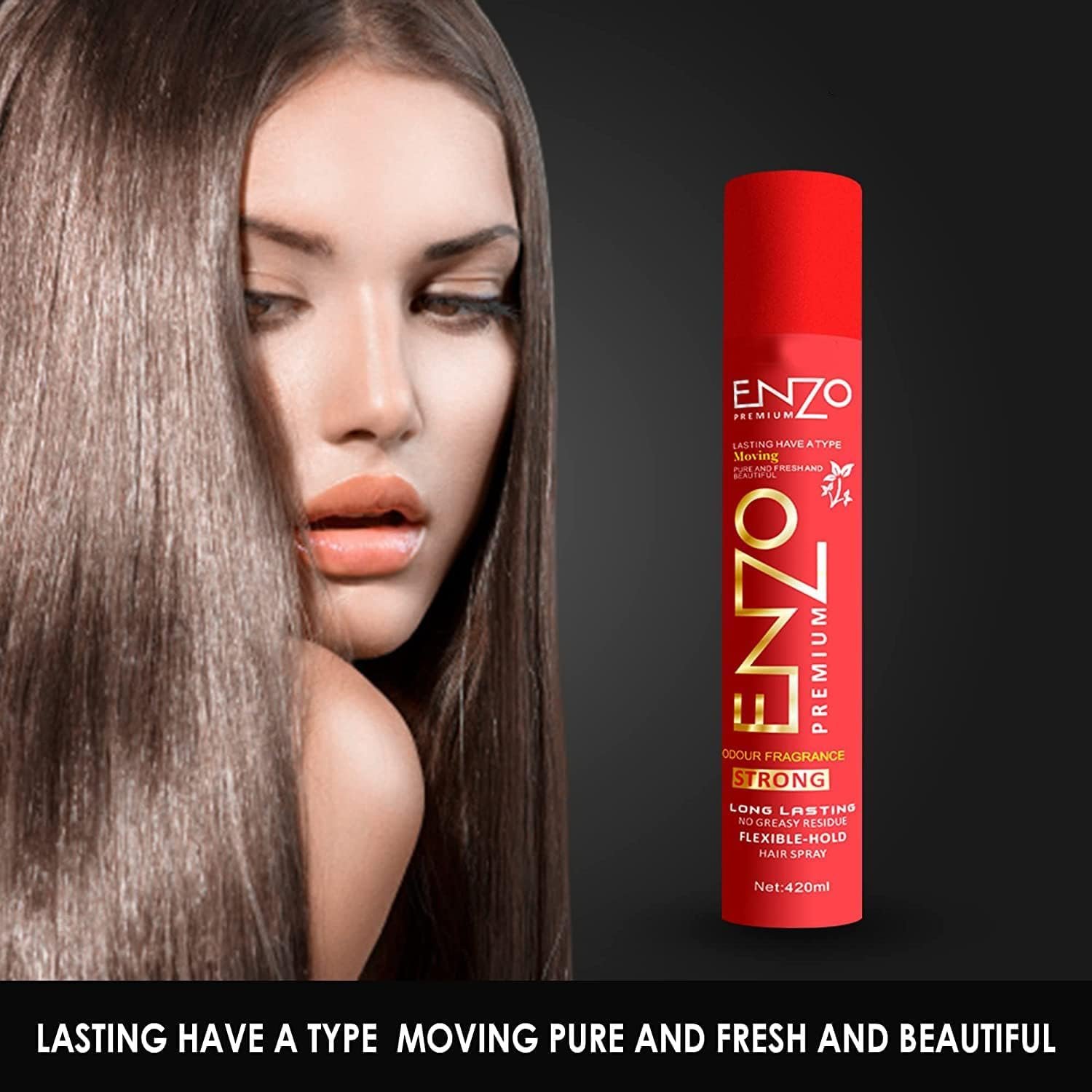 Enzo Hair Spray 420 ML | Strong Hold Styling Spray | Long Lasting Finish | Pack of 1 - Image 4