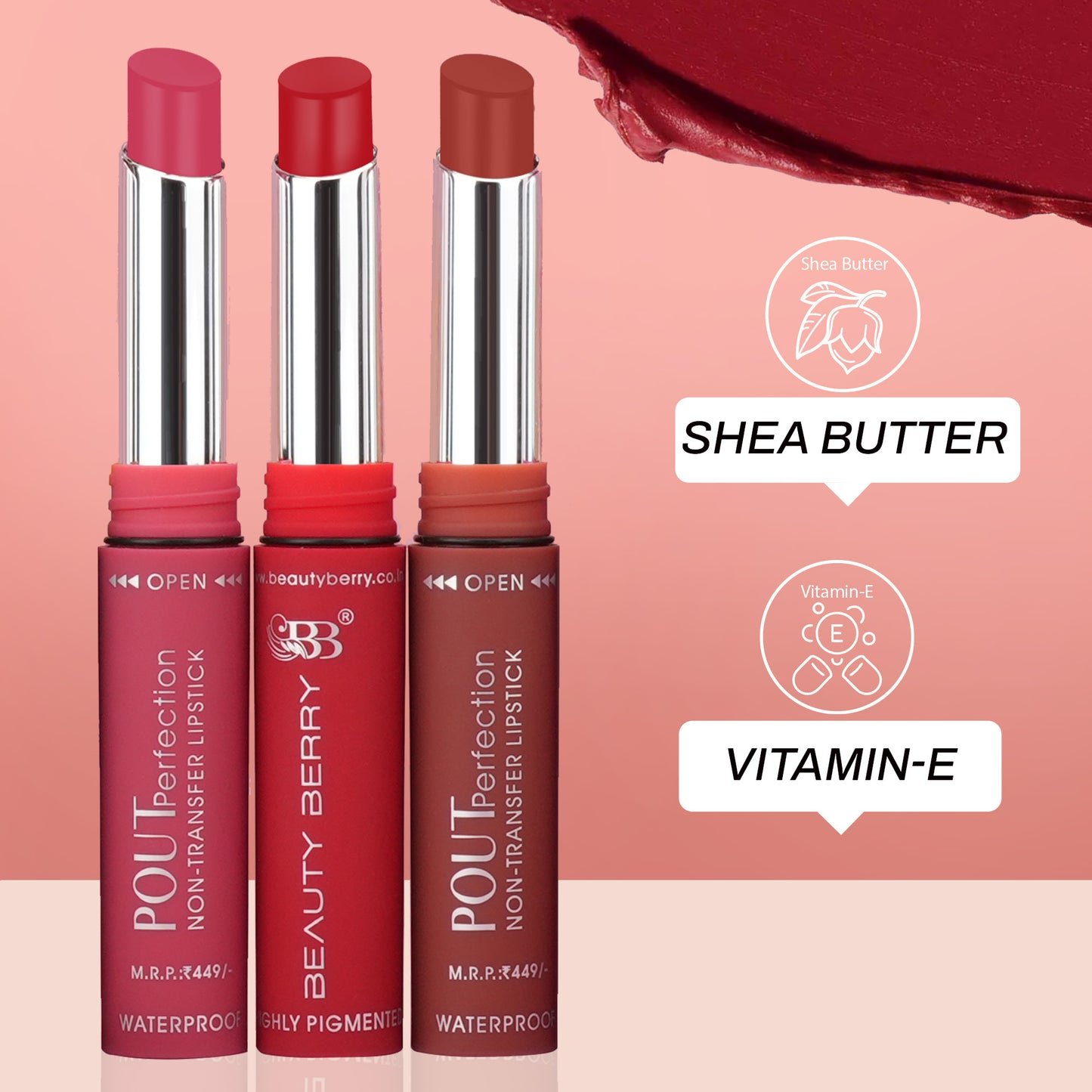 Beauty Berry Pout Perfection Non Transfer Lipstick | Roughe - Image 6