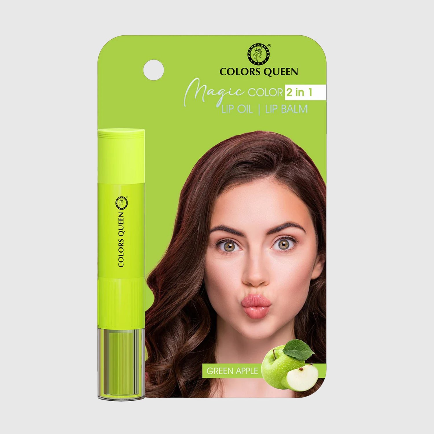 Colors Queen 2 in 1Lip Oil & Balm Duo for Soft, Smooth & Nourished Lips | Green Apple - Image 2