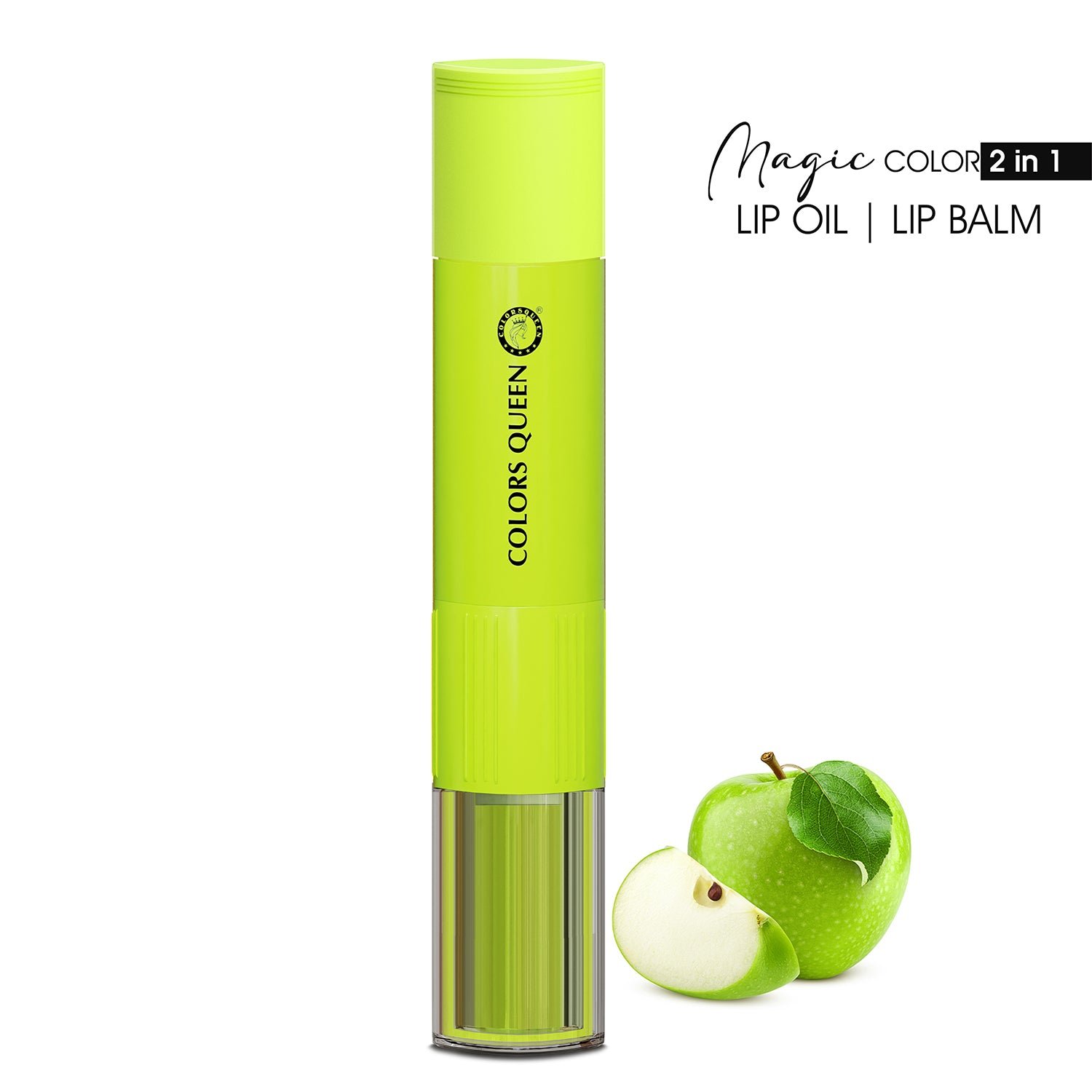 Colors Queen 2 in 1Lip Oil & Balm Duo for Soft, Smooth & Nourished Lips | Green Apple - Image 3