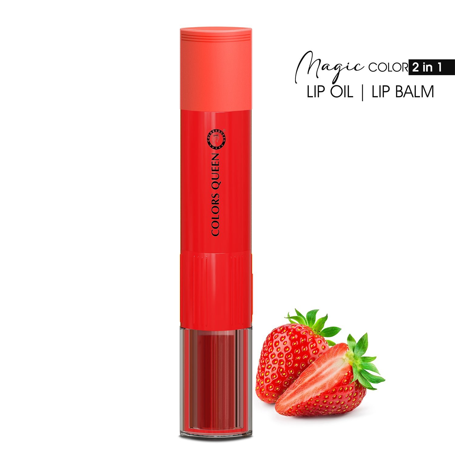 Colors Queen 2 in 1Lip Oil & Balm Duo for Soft, Smooth & Nourished Lips | Strawberry - Image 3