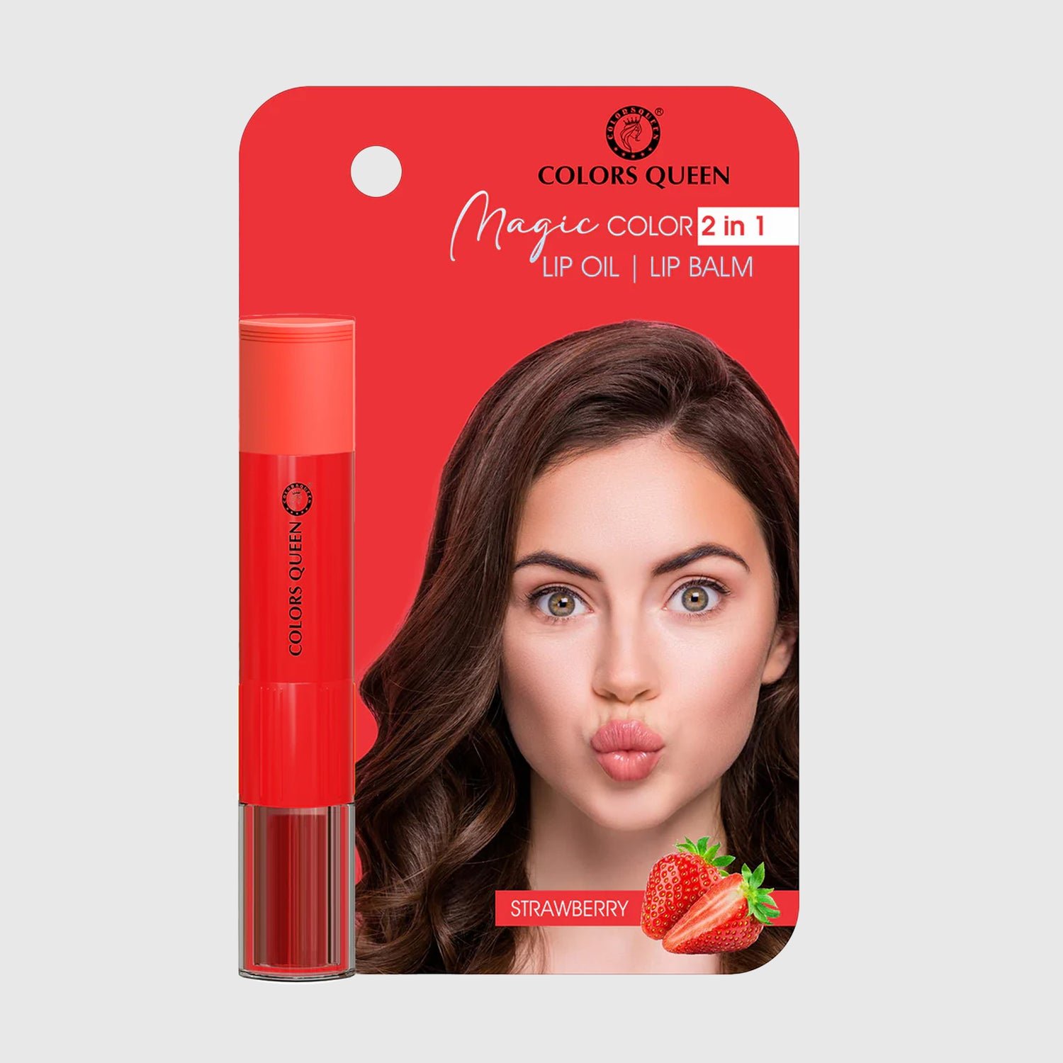 Colors Queen 2 in 1Lip Oil & Balm Duo for Soft, Smooth & Nourished Lips | Strawberry - Image 2